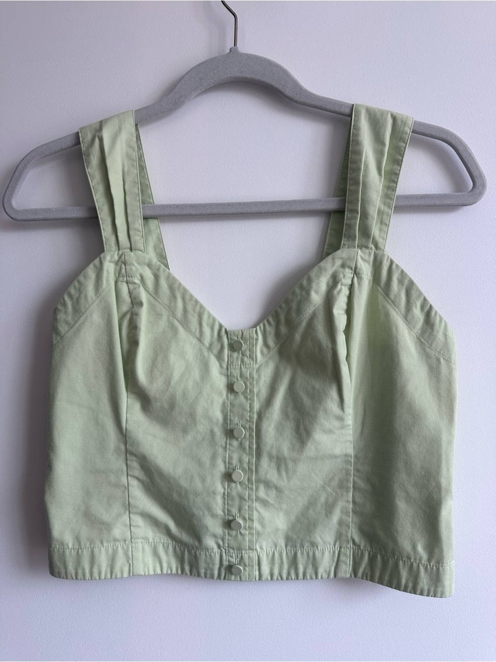Abercrombie & Fitch Pale Green Button-Front Crop Tank